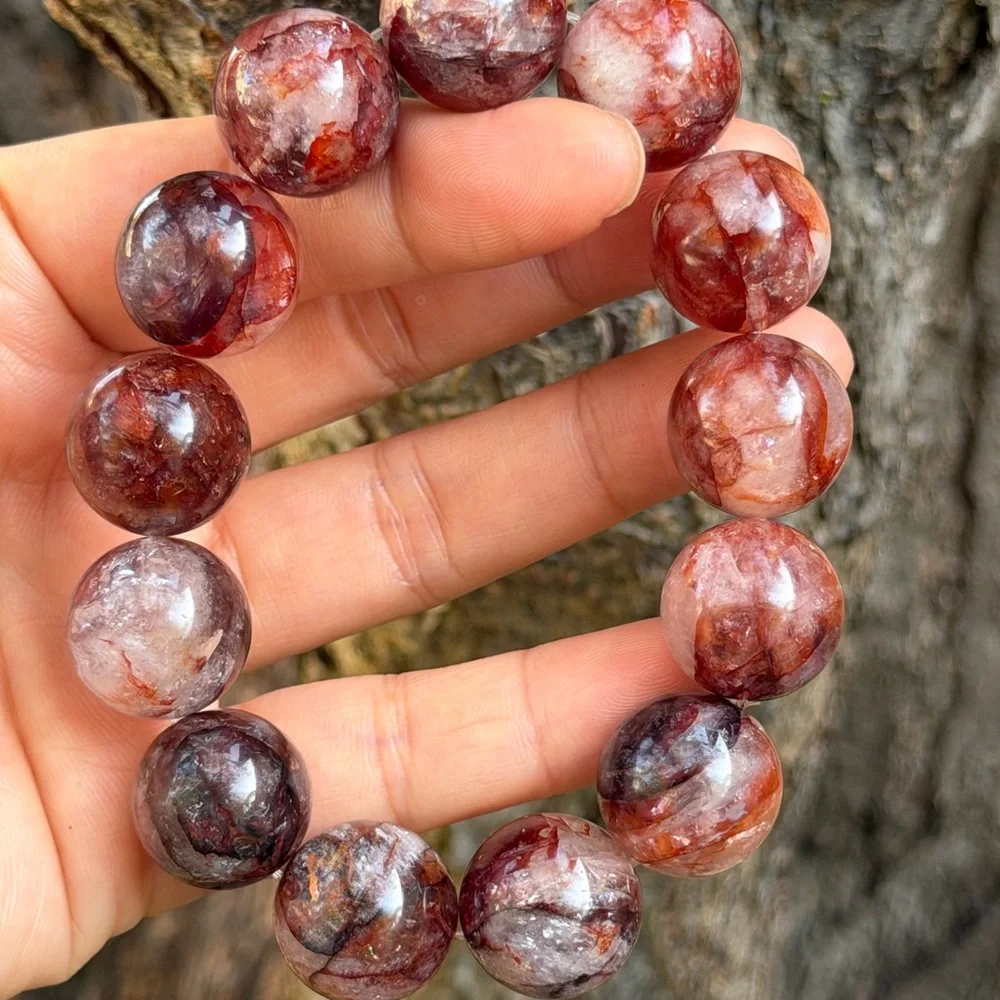 17.5mm chunky‎ stretchable fire quartz bracelet 0818